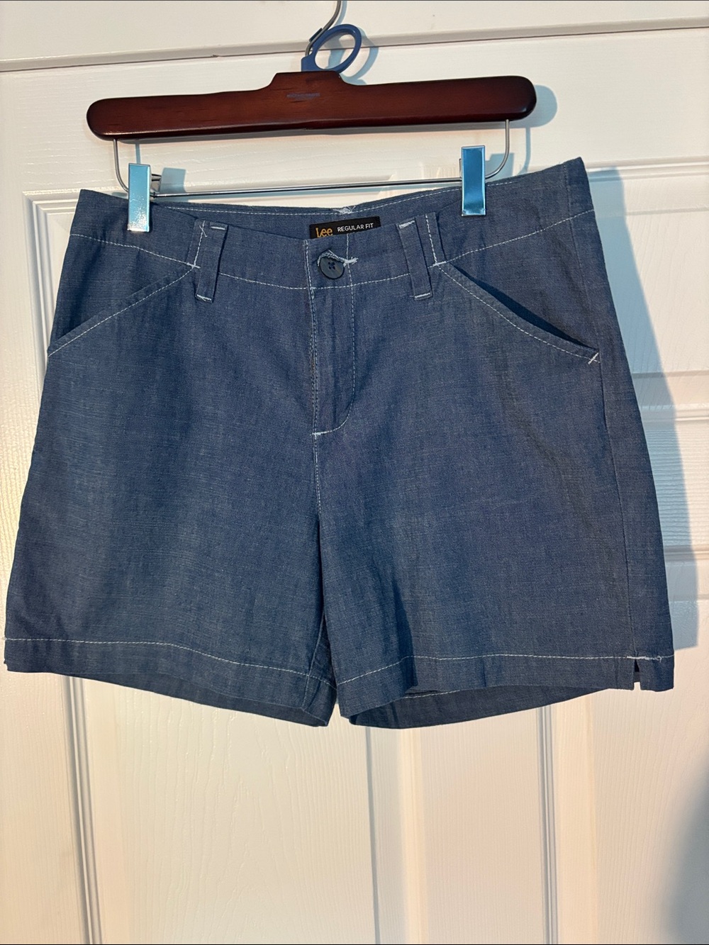 Lee Women's Chambray Blue Casual Shorts
